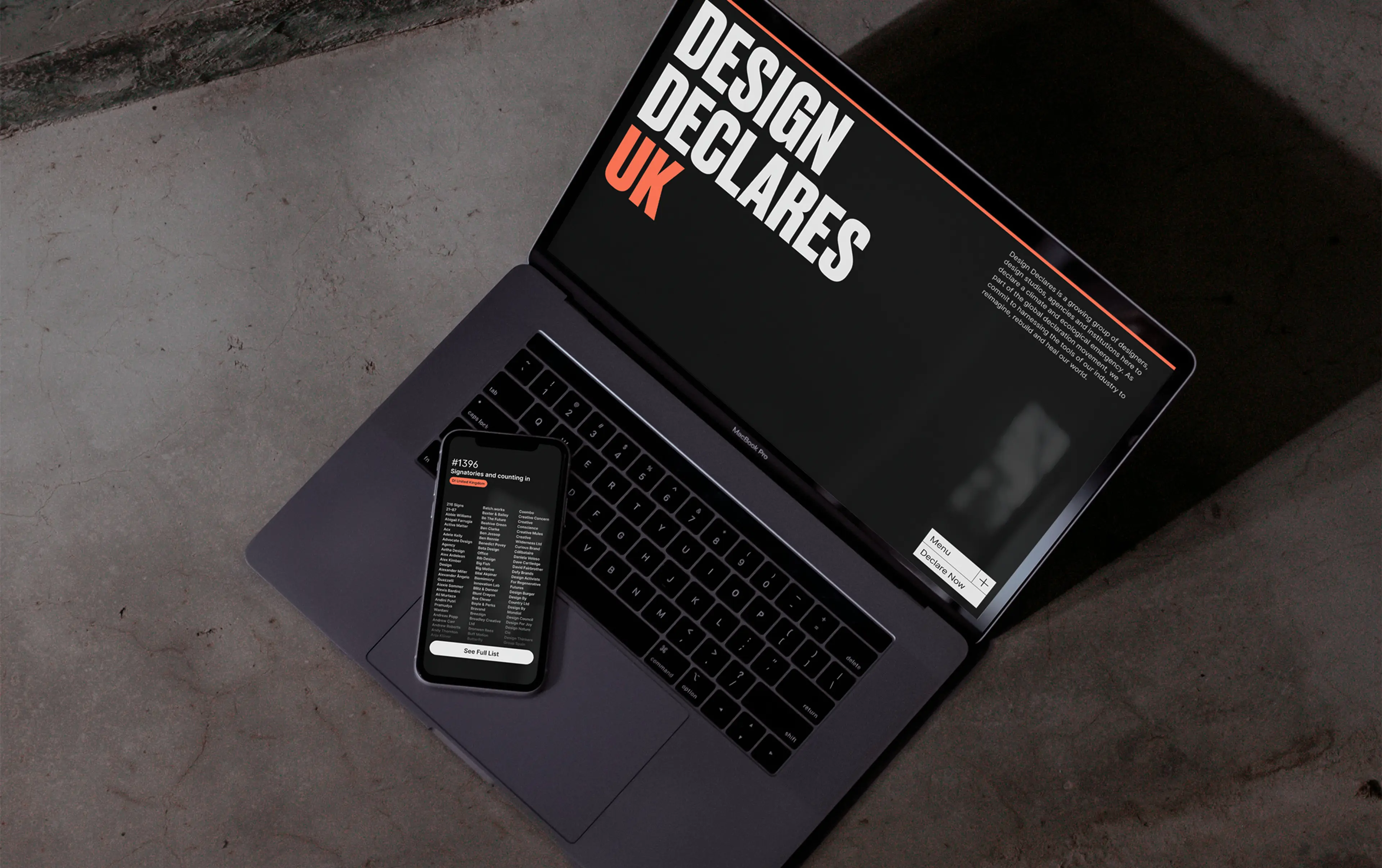 Design Declares website displayed on a Macbook and iPhone