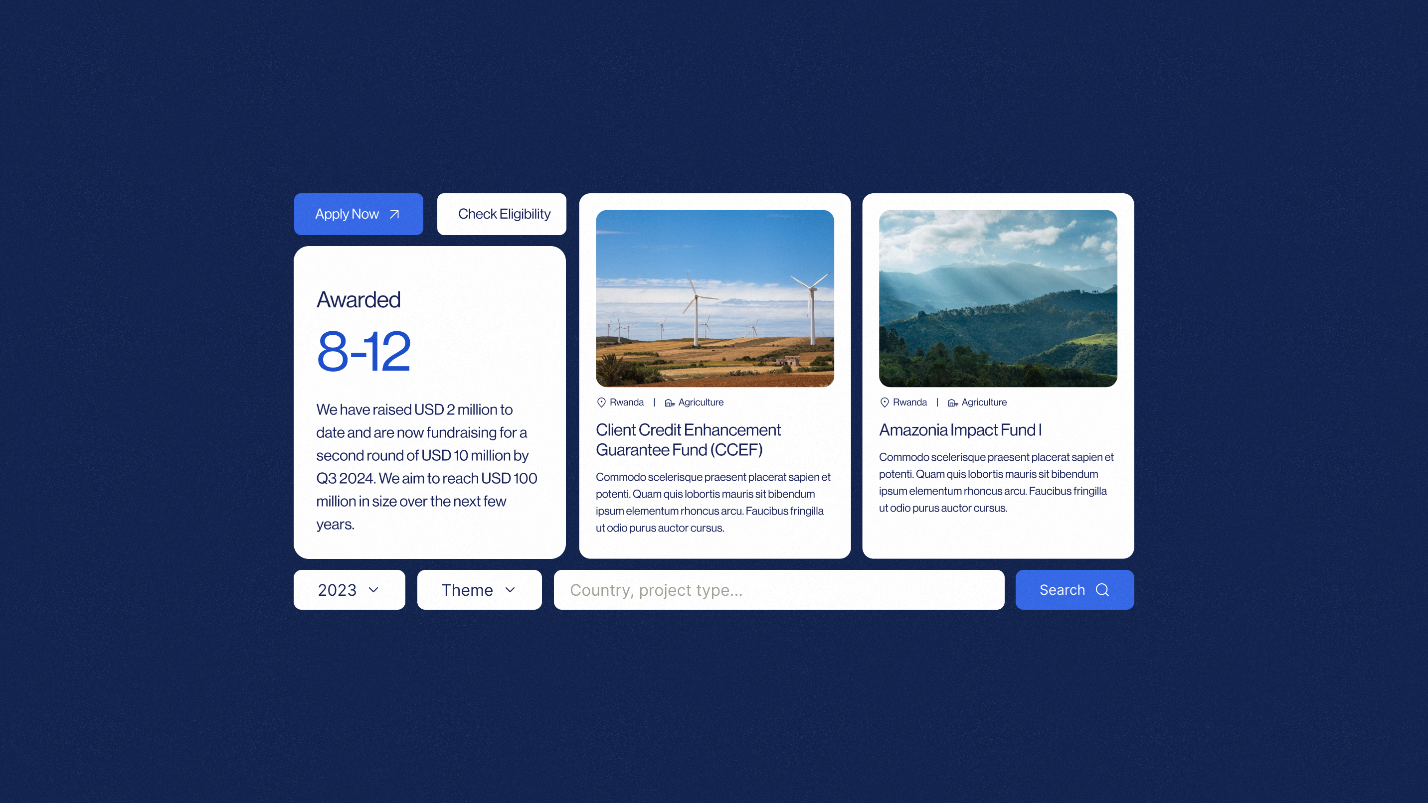 Visual UI displayed from the CC Facility website