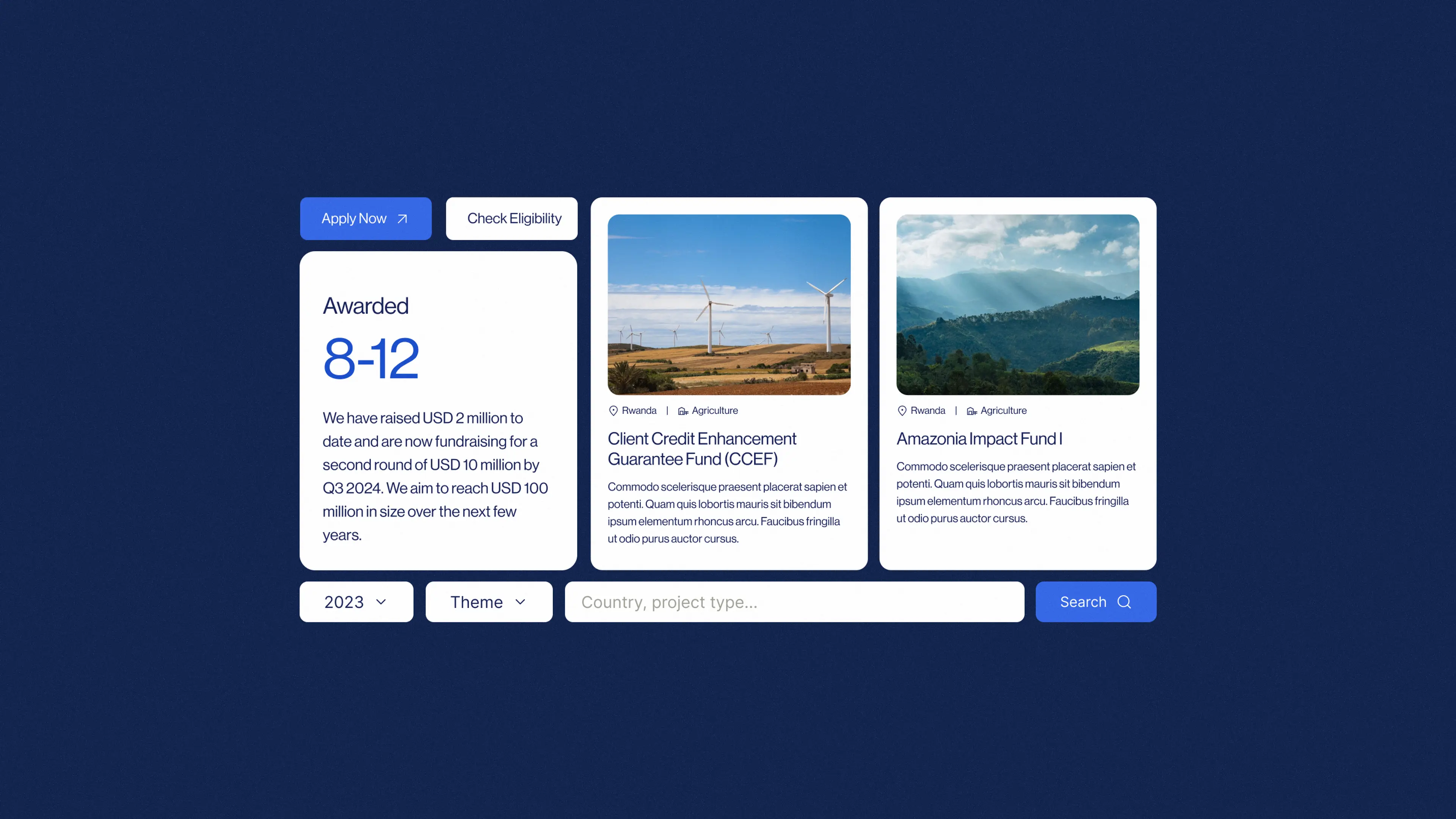 Visual UI displayed from the CC Facility website