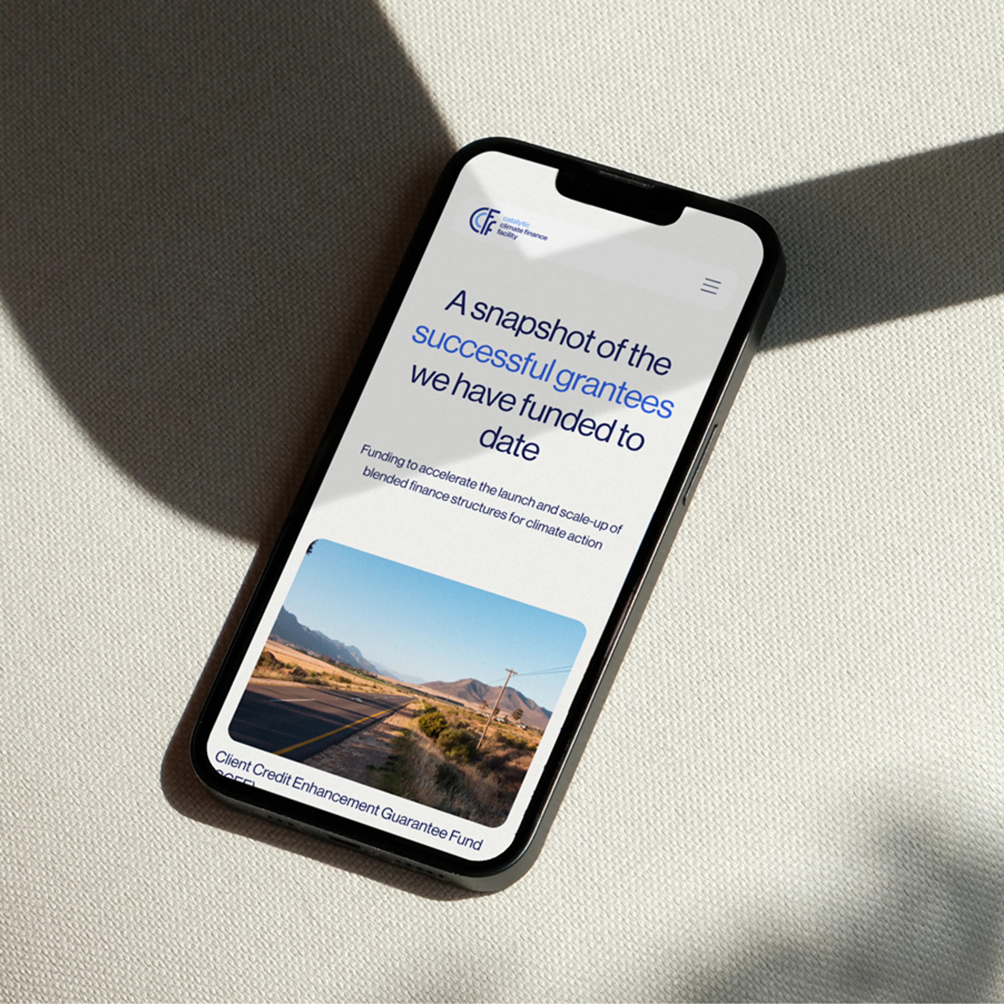 A section of the CC Facility website shown on a mobile device