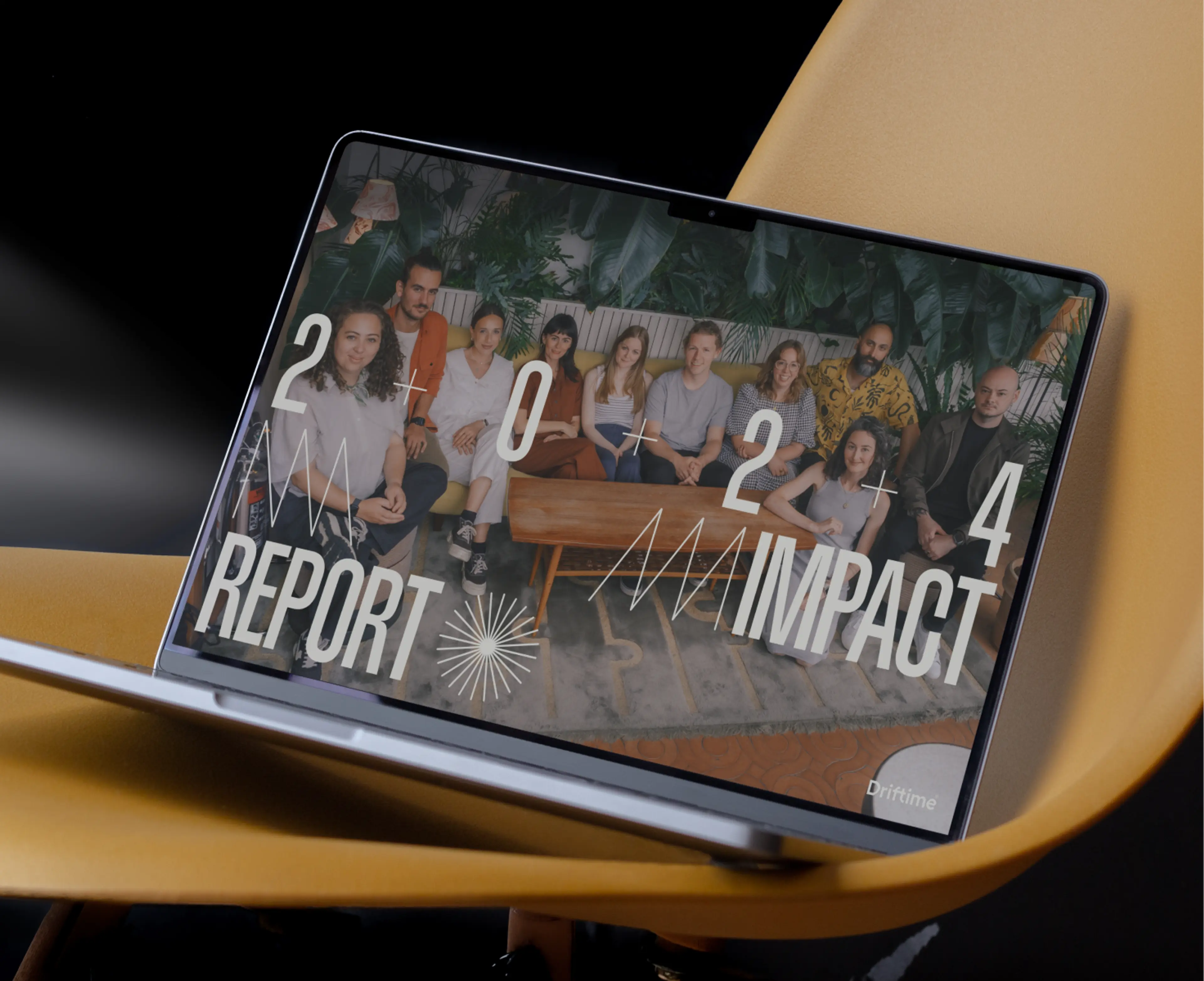 Driftime's 2024 Impact Report displayed on a laptop