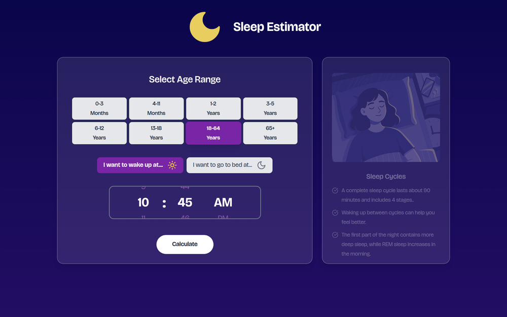Screenshot of Sleep Estimator