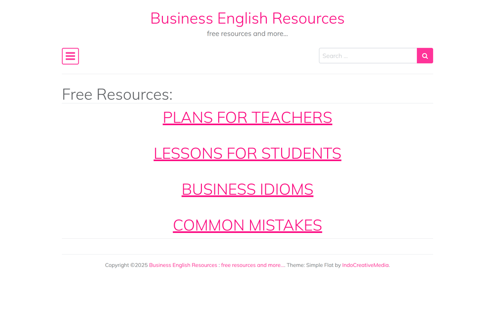 Screenshot of Business English Resources
