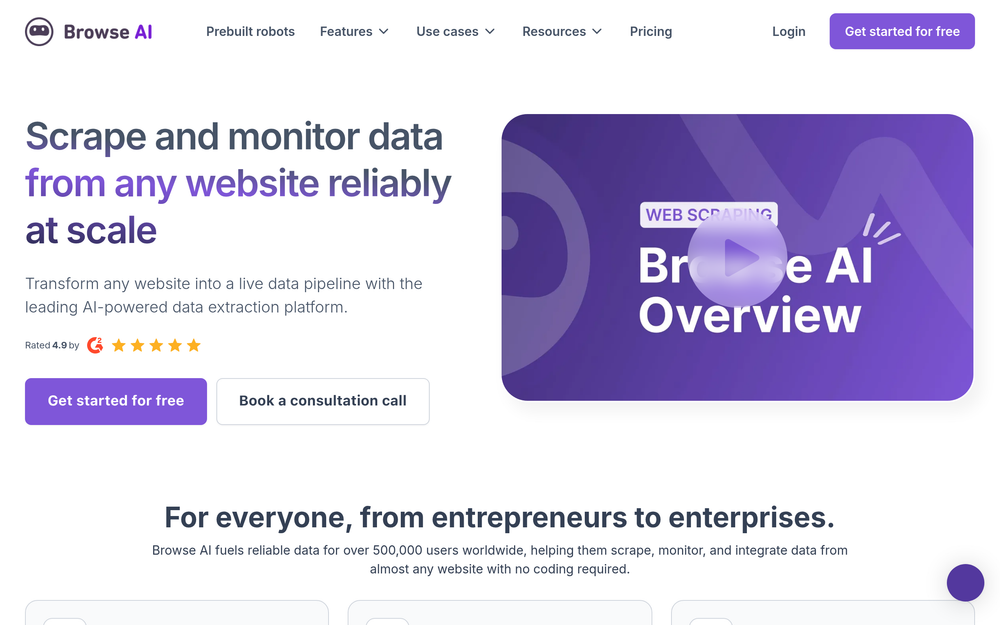 Screenshot of Browse AI