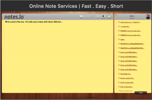 Screenshot of Notes.io