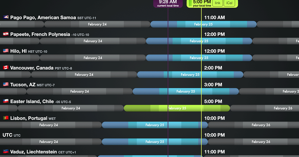Screenshot of Every Time Zone