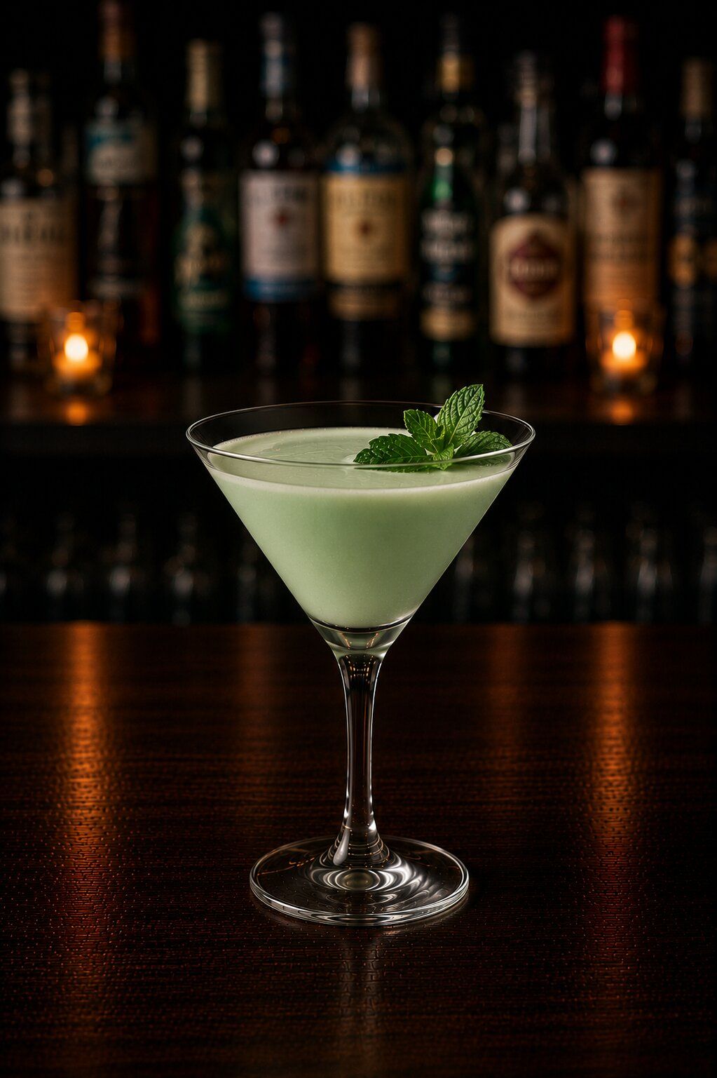 Grasshopper drink in martini glass