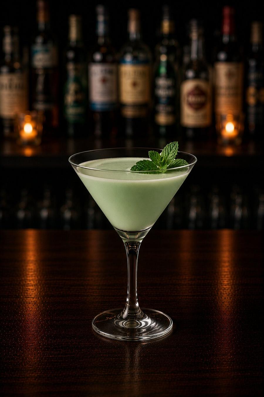 Grasshopper drink in martini glass