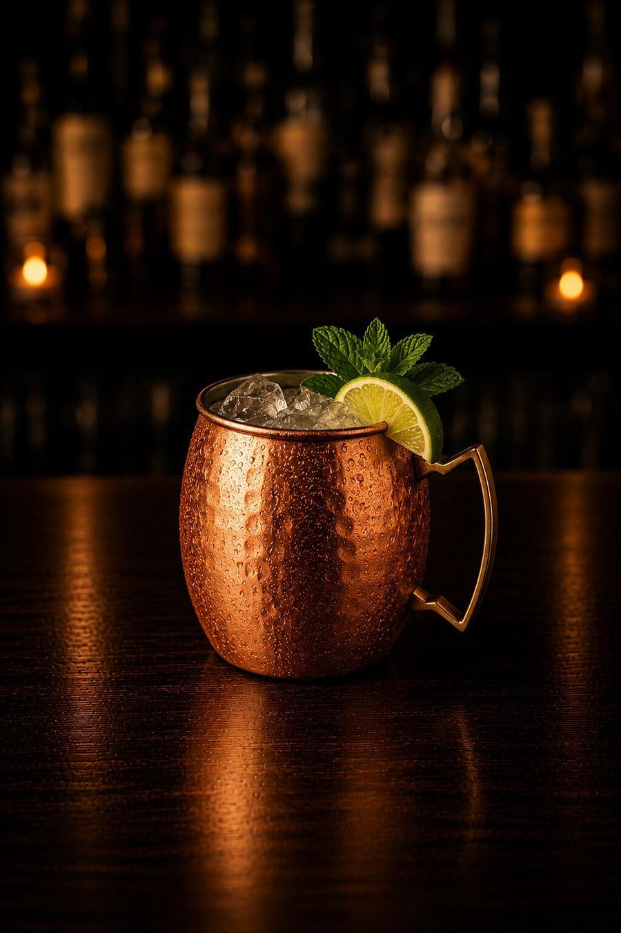 Moscow mule in the iconic chrome cup