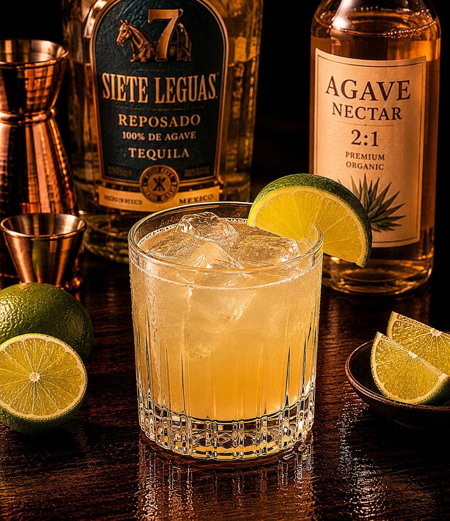 Tommys Margarita drink with lime wedge