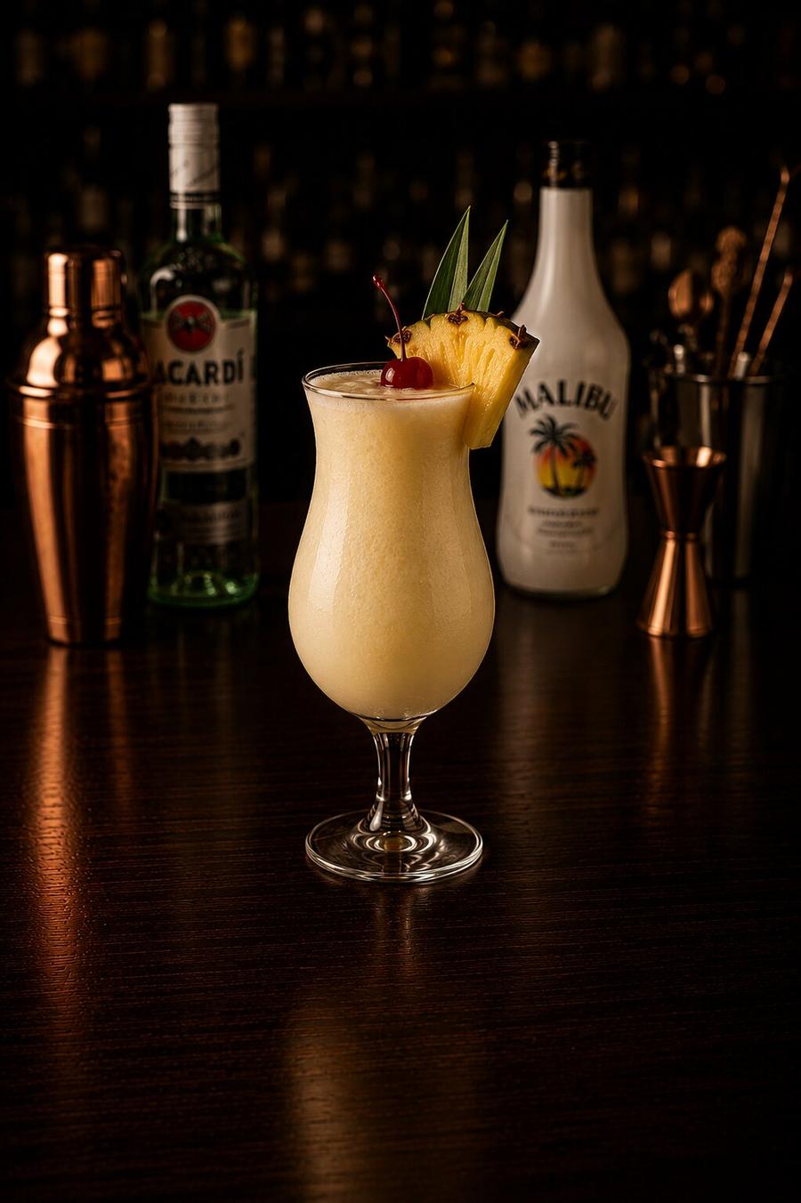 Pina Colada drink with pinapple wedge