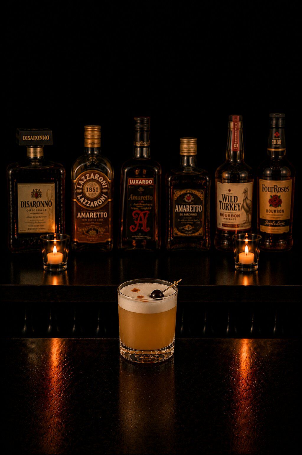 Amaretto Sour drink in rocks glass