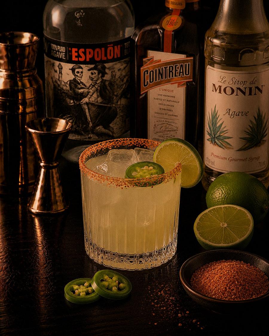 Spicy Margerita drink with jalapenos