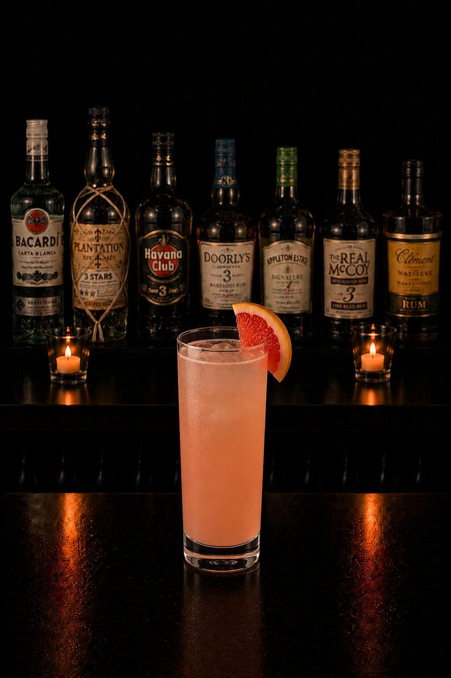 Grayhound drink with grapefruit wedge