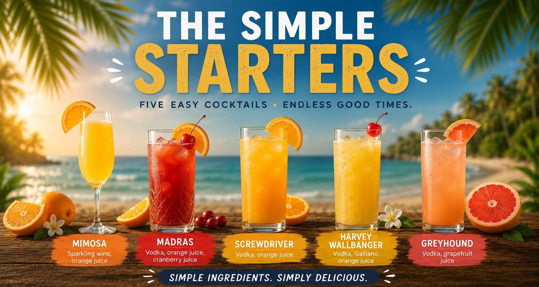 Lined up drinks
