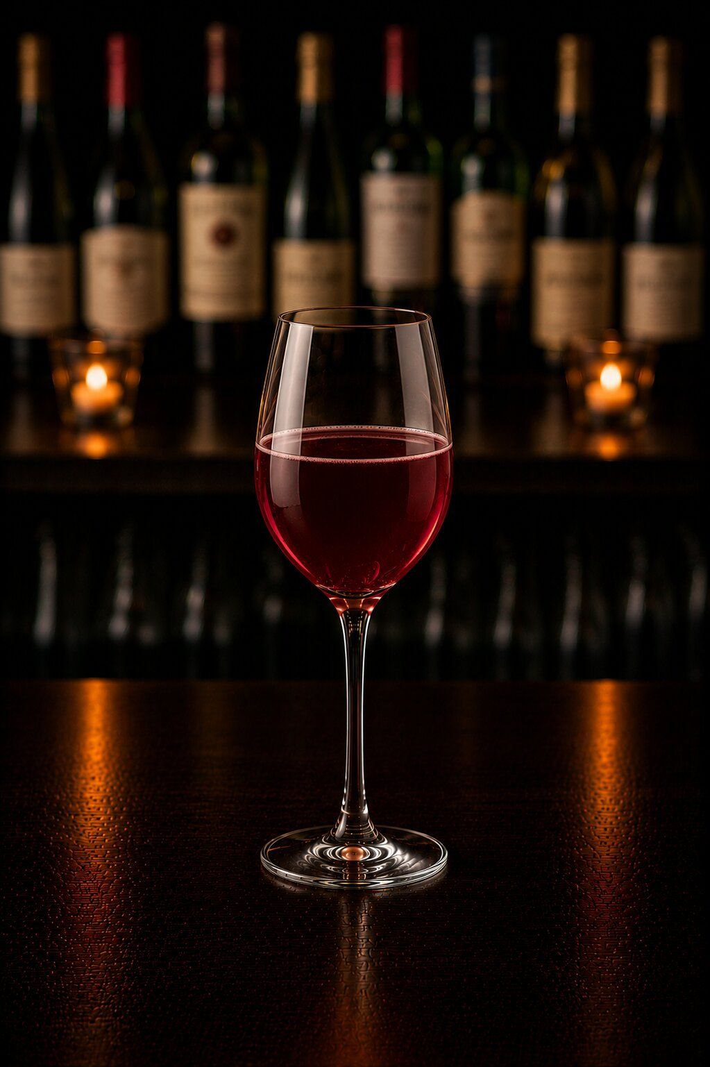 Kir drink in a white wine glass