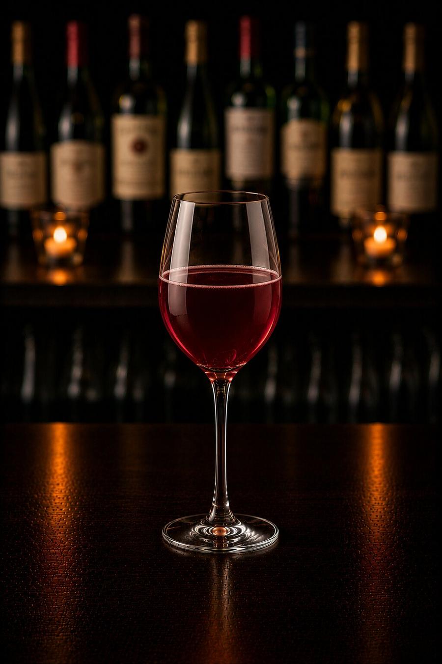 Kir drink in a white wine glass