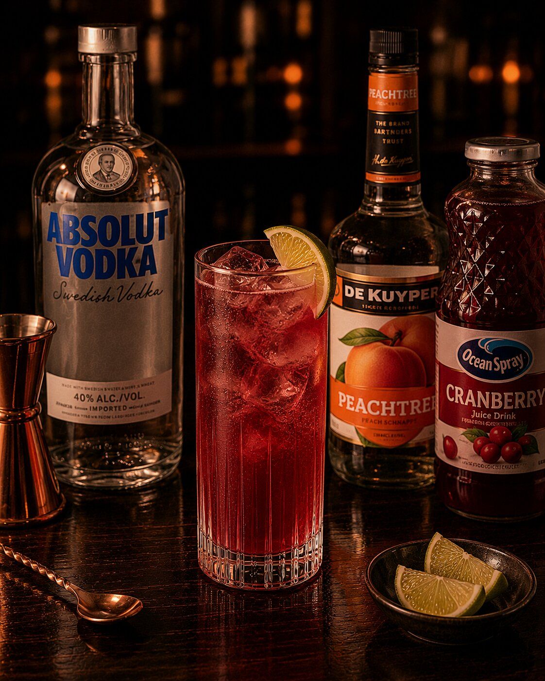 Woo Woo drink with lime wedge