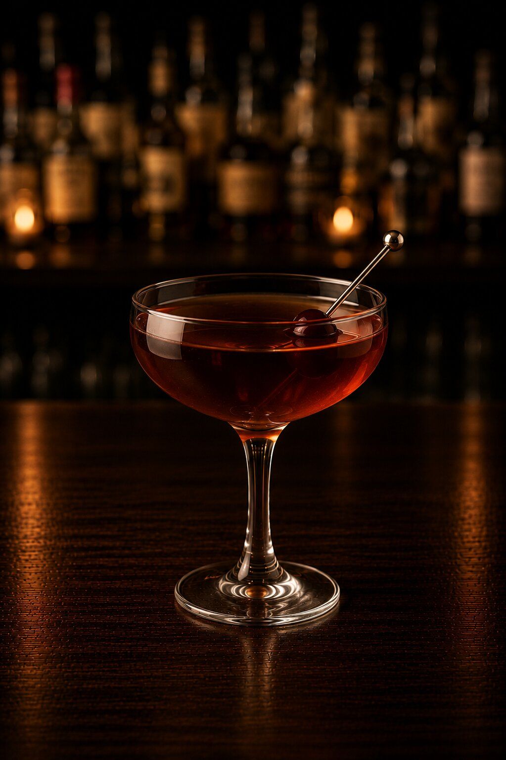 Manhatten drink in martini glass