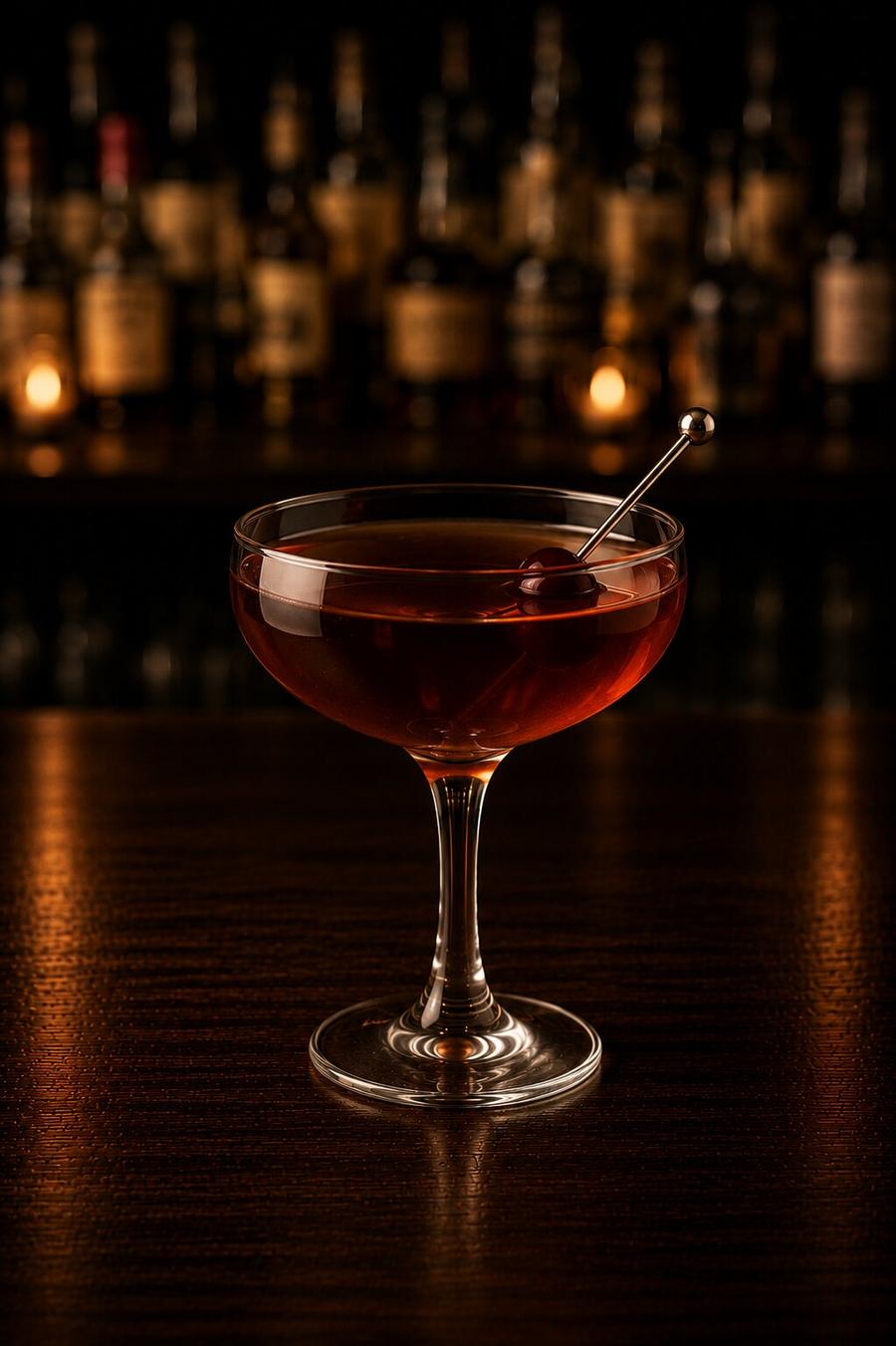 Manhatten drink in martini glass
