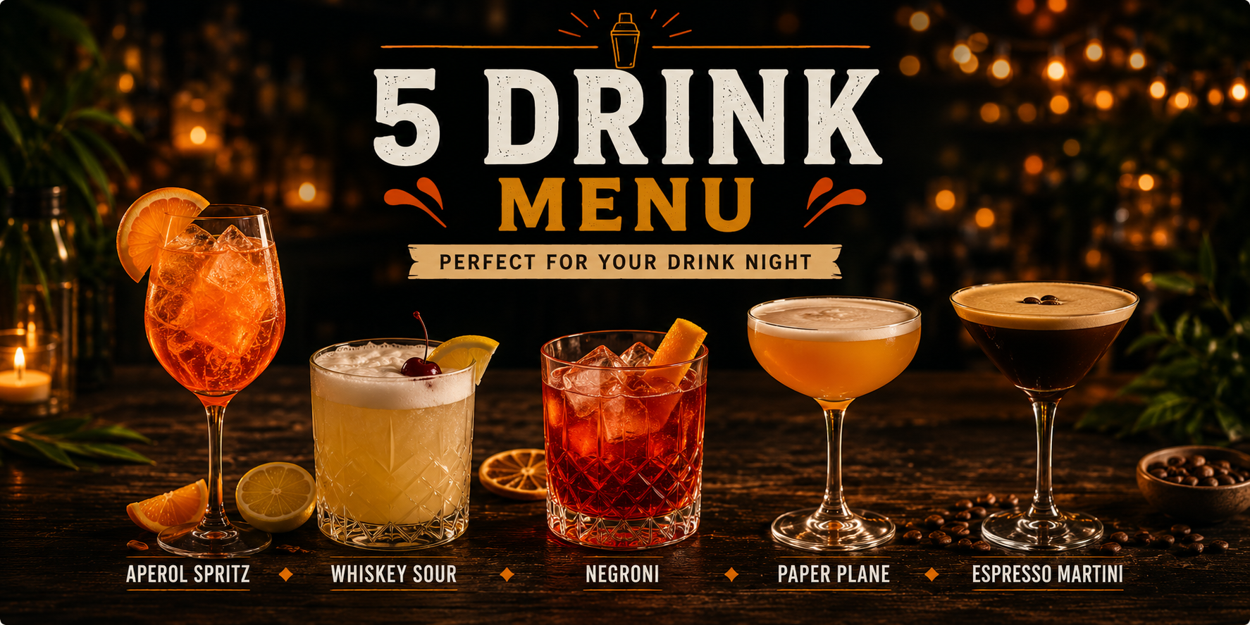 5 drink menu