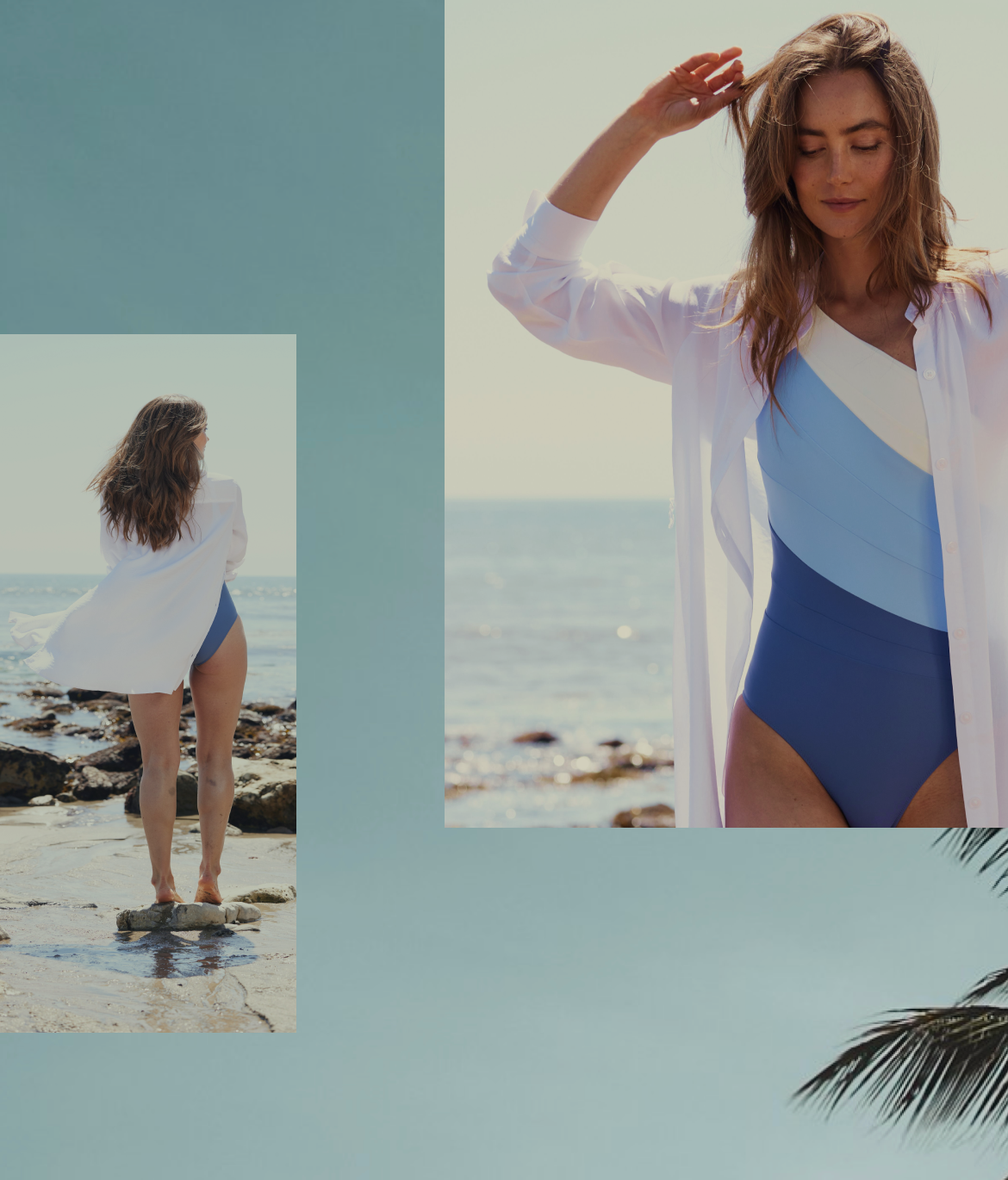 The Luxe List Text: Model in the The Coziest Cashmere Blend Bishop-Sleeve Sweater - Wolf (gray)