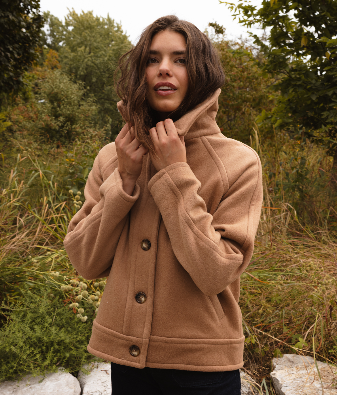 The Luxe List Text: Model in the Short Wool Coat - Fawn (brown)