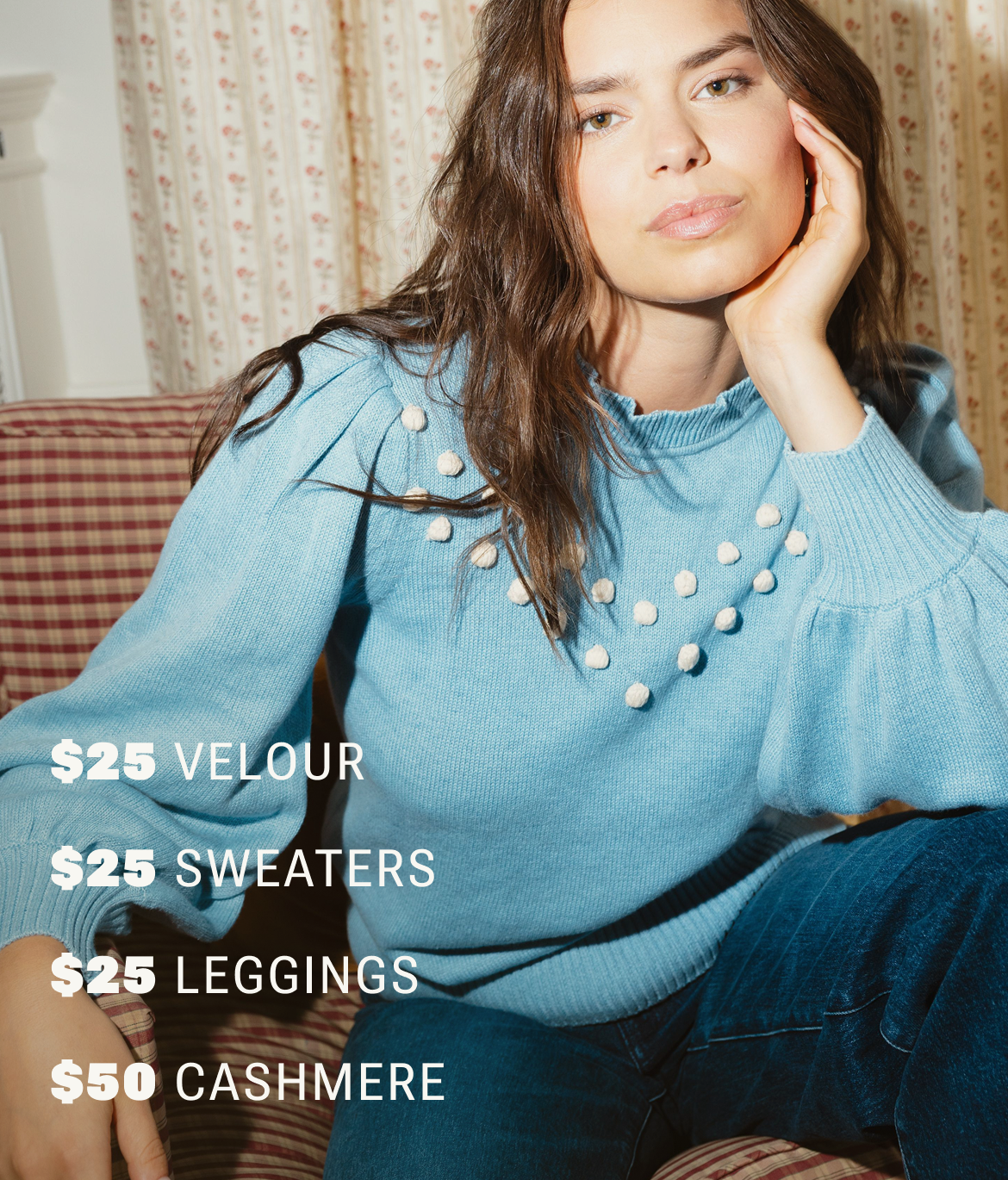 Morris & Co. x Summersalt Text. Model in Floral Printed Pajamas