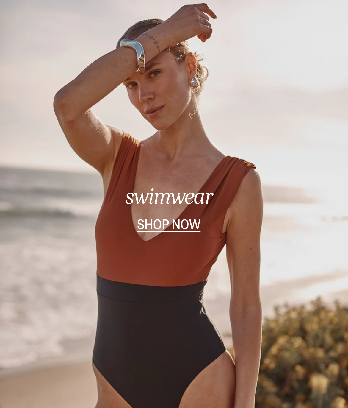 Model in One-Piece Swimsuit 