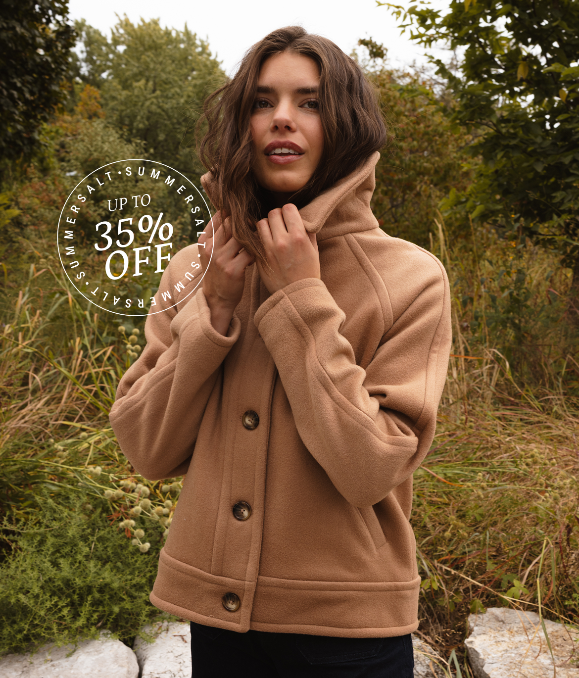 The Luxe List Text: Model in the Short Wool Coat - Fawn (brown)