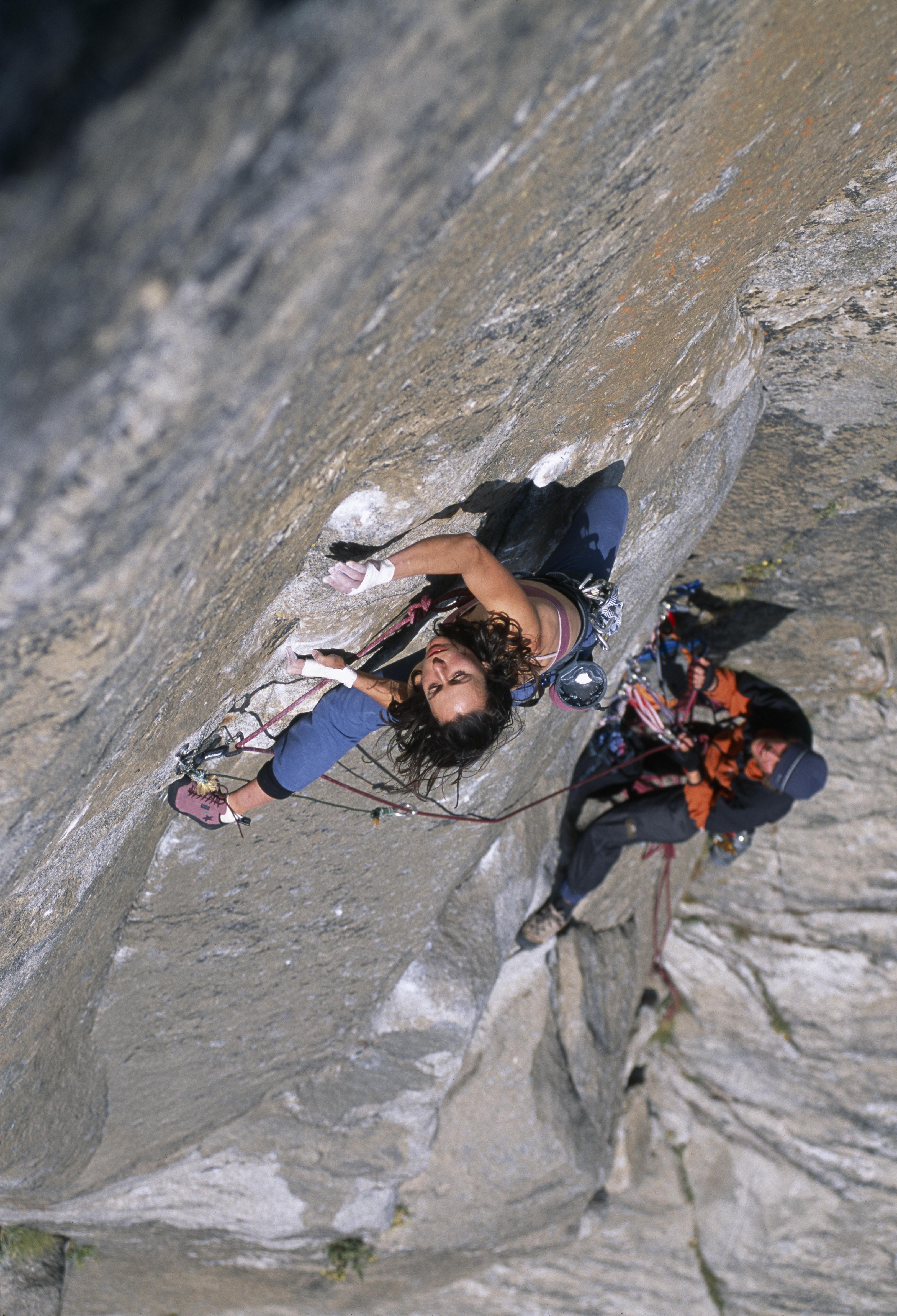 Free Rider (1 of 2)
In 2004 I freed El Cap for the first time on Free Rider over 3 days. I went back a week later to shoot photos with Heinz Zak, and he encouraged me to go for a one day free ascent—and even offered to belay and jumar for me. A week later we started up, and I became the second woman to free El Cap in a day. It was something I never imagined I’d be capable of, and I will never forget the power of Heinz’s support and encouragement. After that, he also encouraged me to think about freeing the Salathe Wall... Never underestimate how much it can mean to someone to show them support at the right moment—it can mean more to them than you can imagine!
📷 Heinz Zak Yosemite, CA