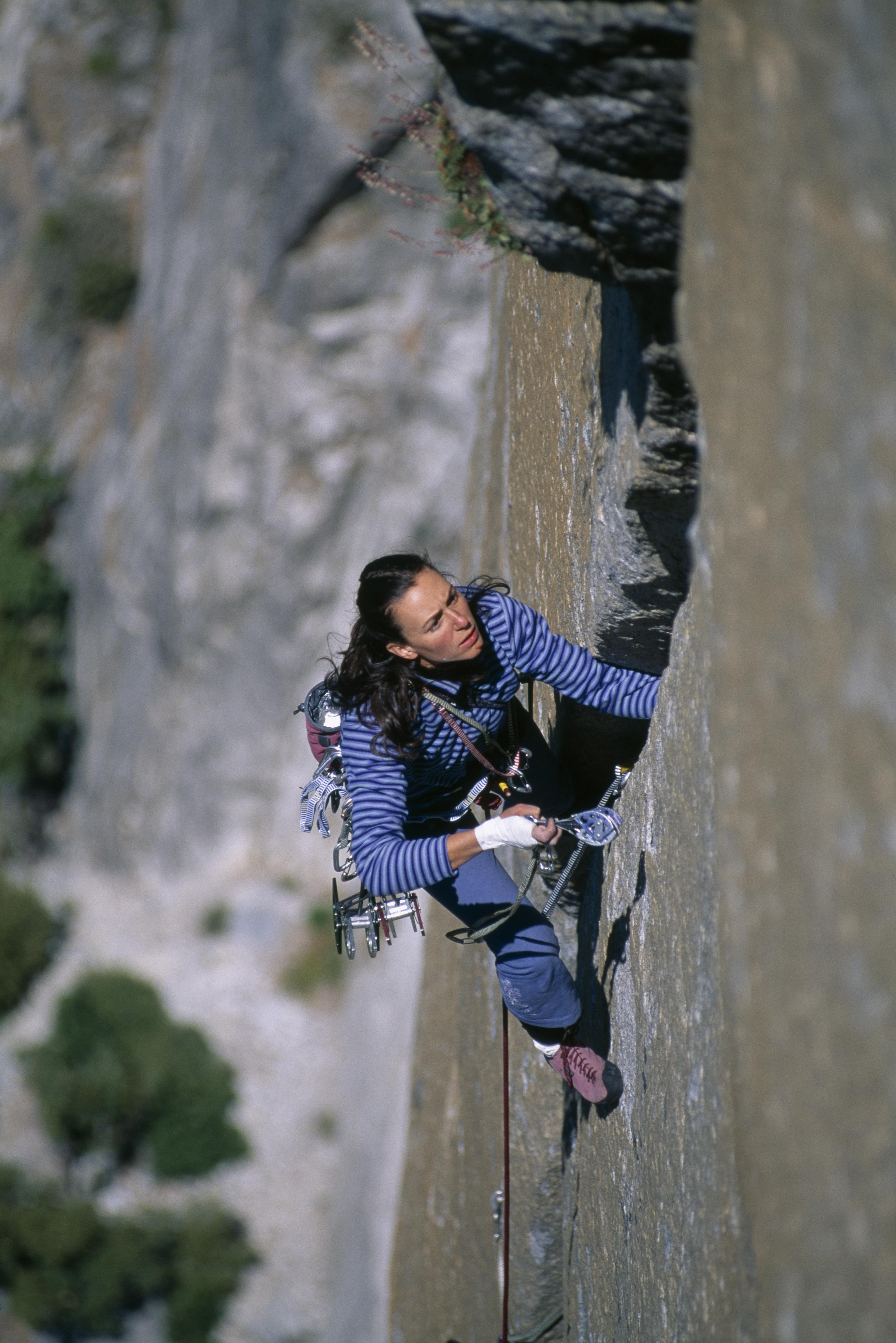 El Cap free in a day 2004, 5 of 6. Starting up the Monster offwidths on a training run/photo outing.