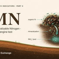 Illustration of potentially mineralizable nitrogen: a large organic-nitrogen reservoir mineralizing into a small plant-available ammonium pool.