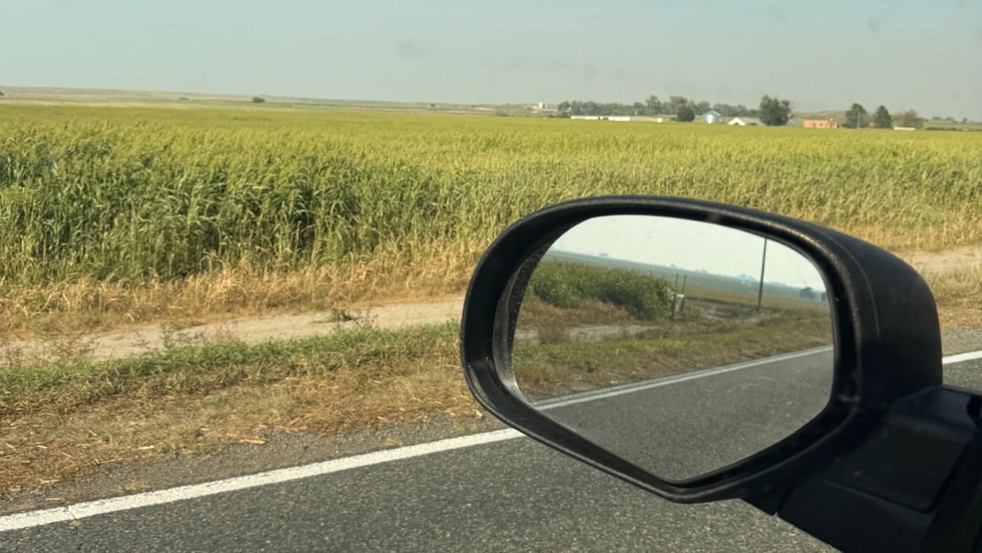 A field seen through the truck window during my Nebraska visit.