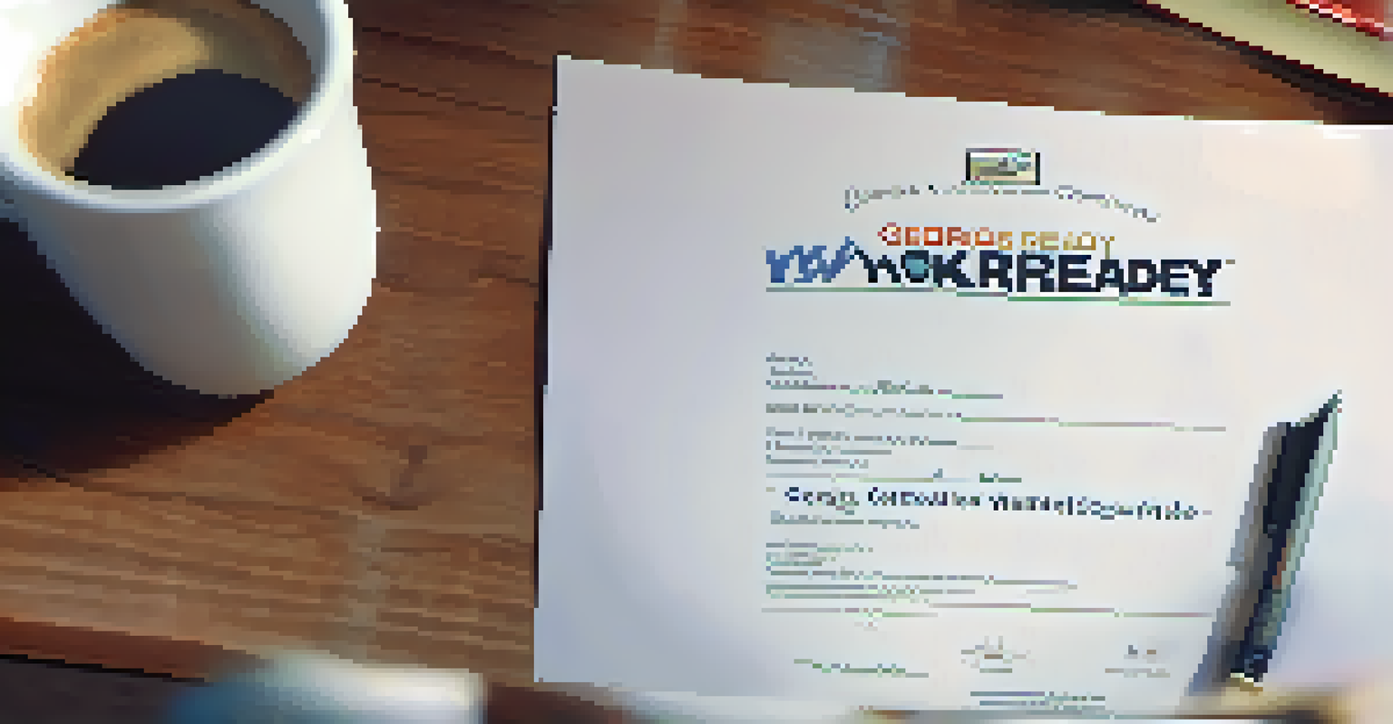 A close-up of the Georgia Work Ready Certification document on a desk, representing skill development and education.