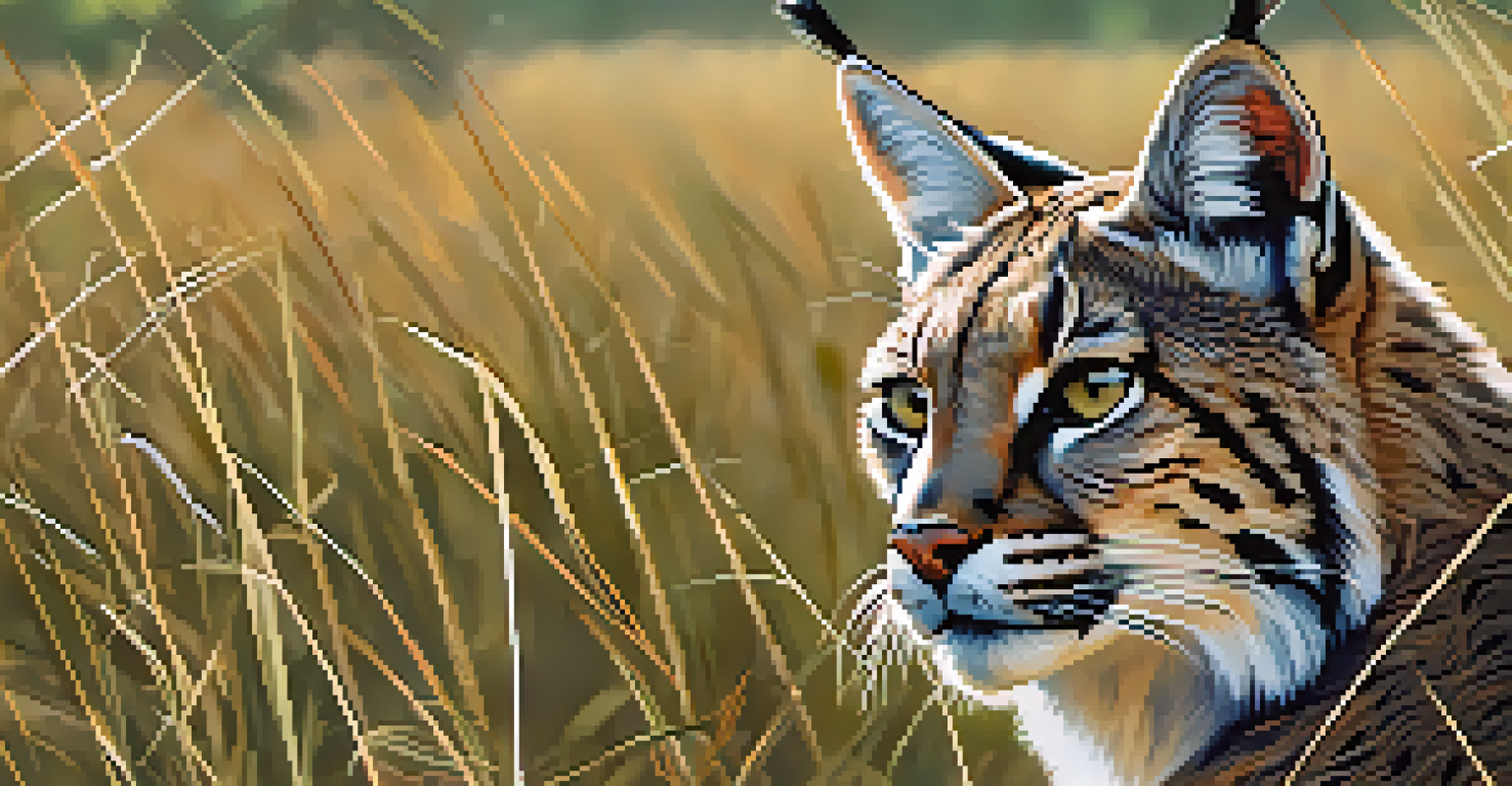 A bobcat wearing a GPS collar in a natural setting.