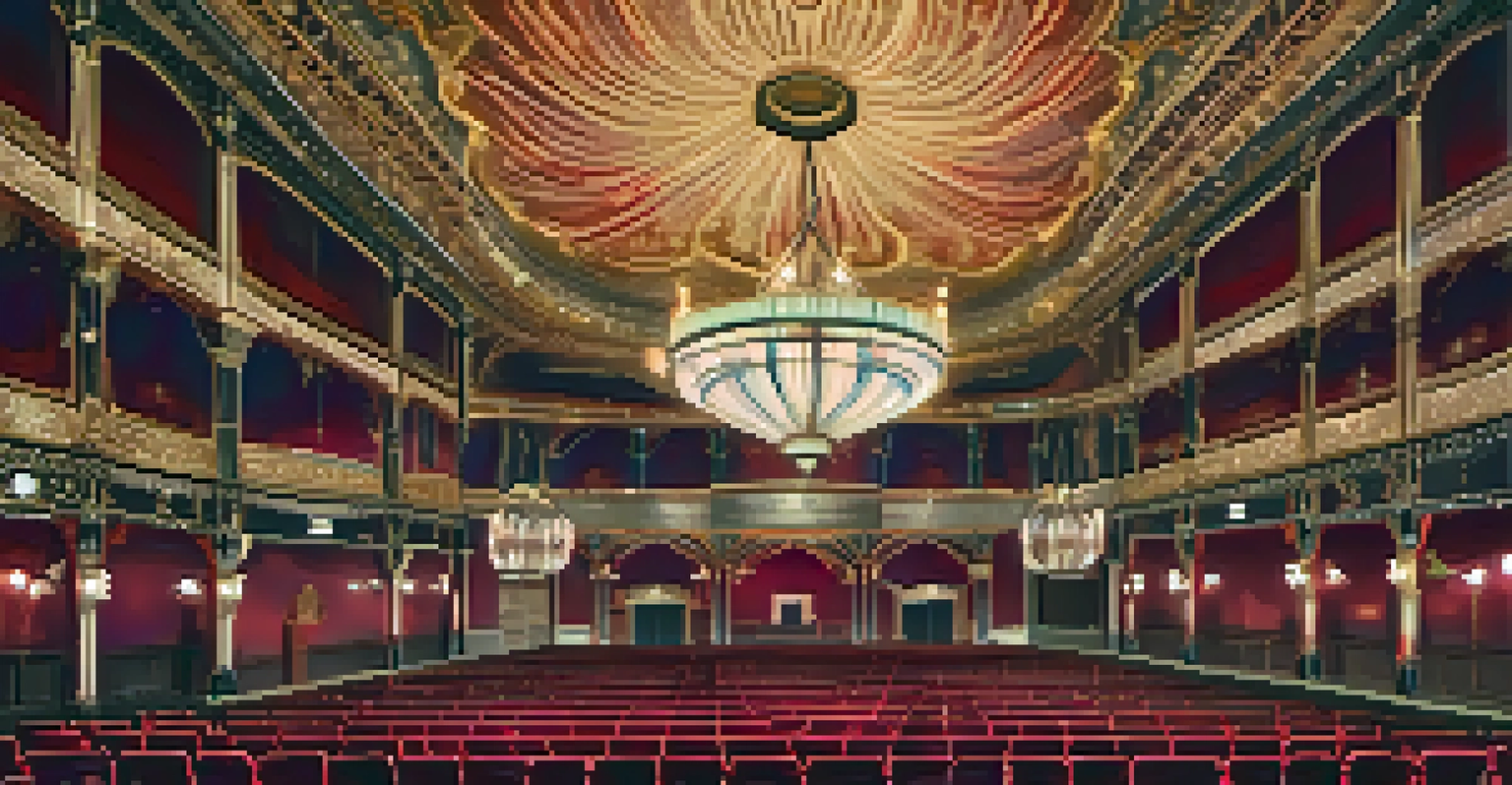 The opulent interior of the Fox Theatre featuring a starry ceiling and luxurious decor.