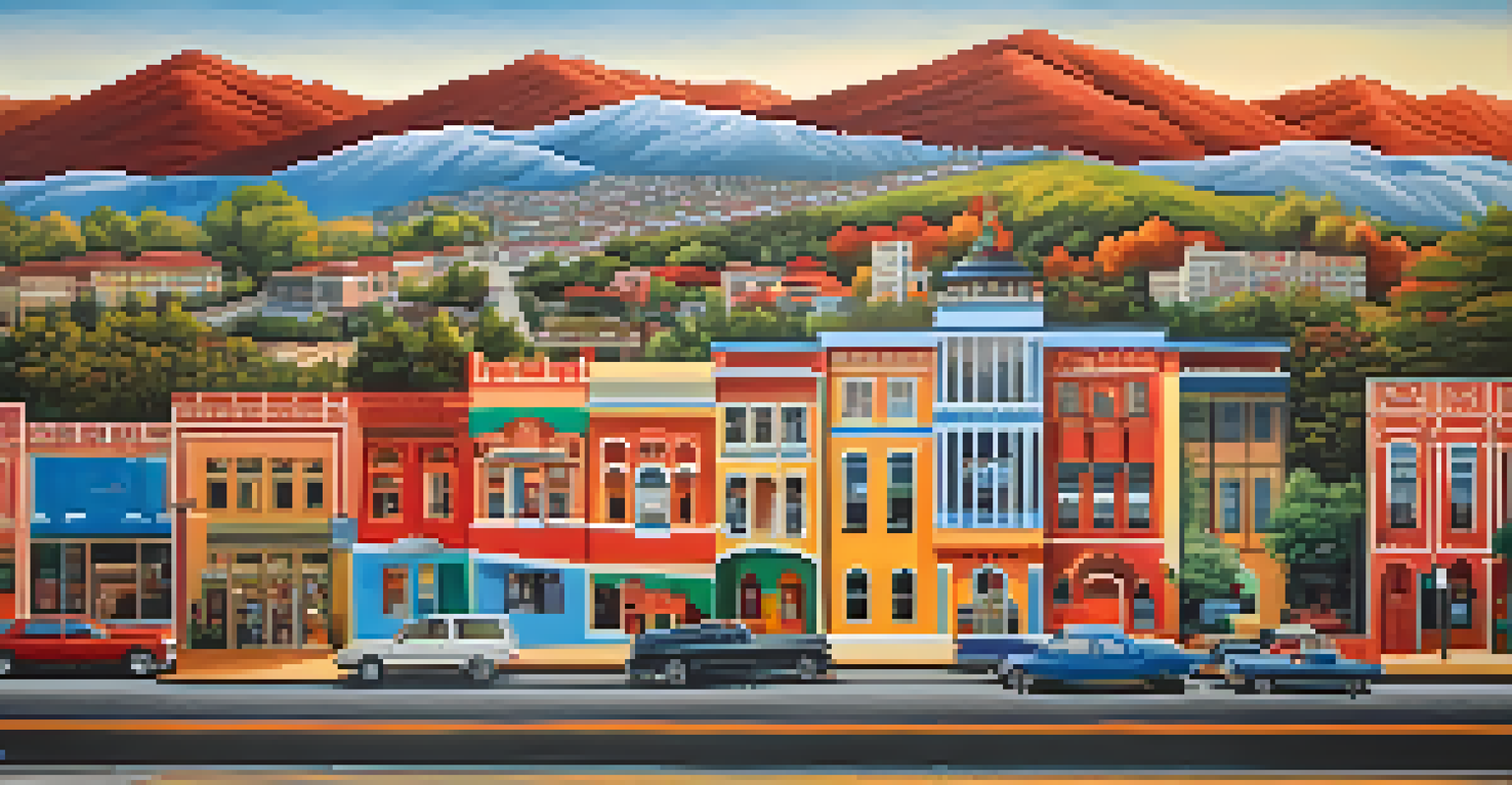 A colorful mural illustrating cultural diversity in Georgia with southern landscapes and ethnic designs.