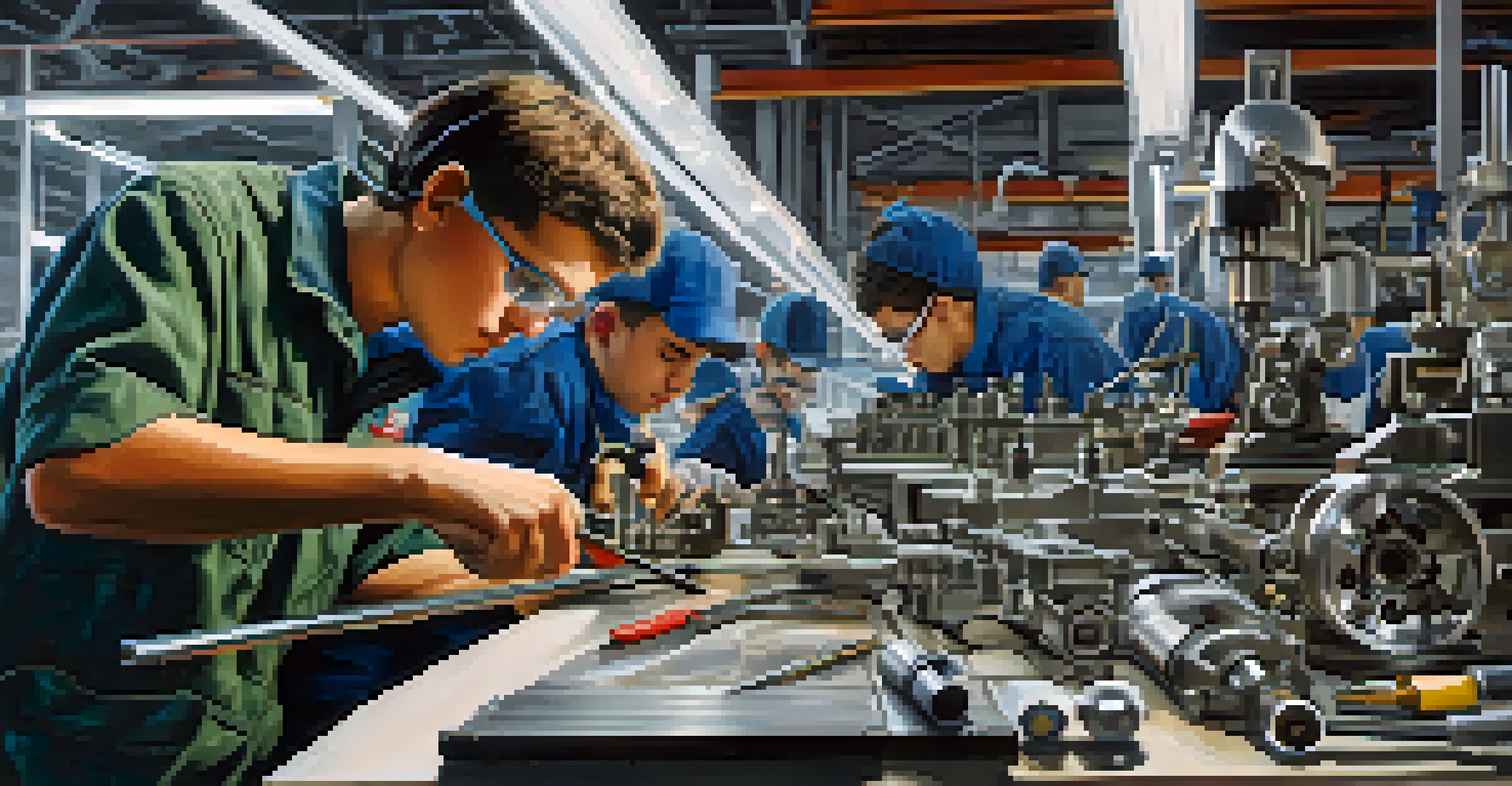 A student engaged in automotive technology training in Georgia, showcasing tools and machinery in a well-organized workshop.