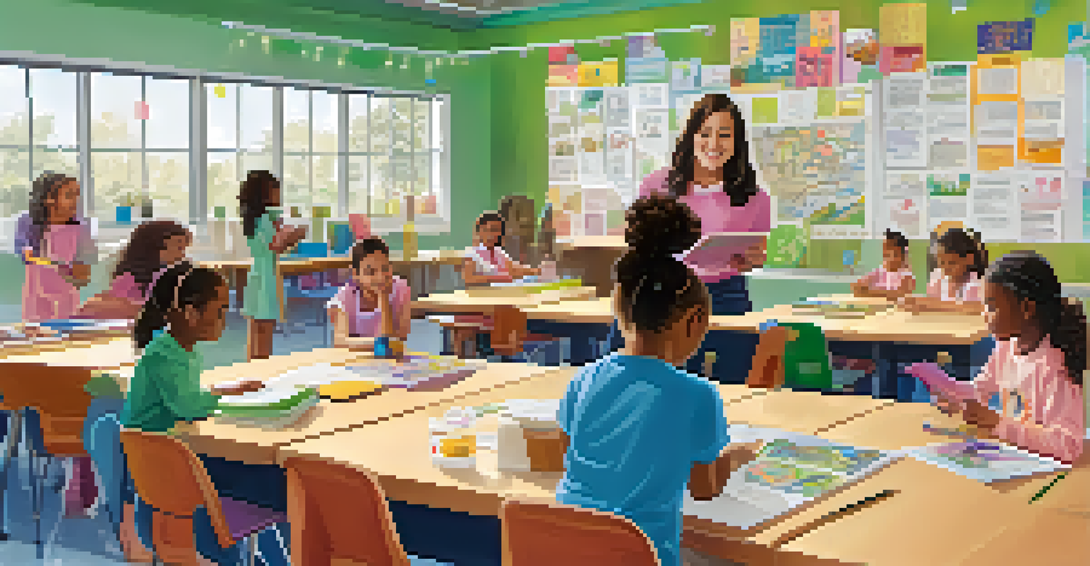 A diverse group of young girls participating in a STEM workshop in a bright classroom.