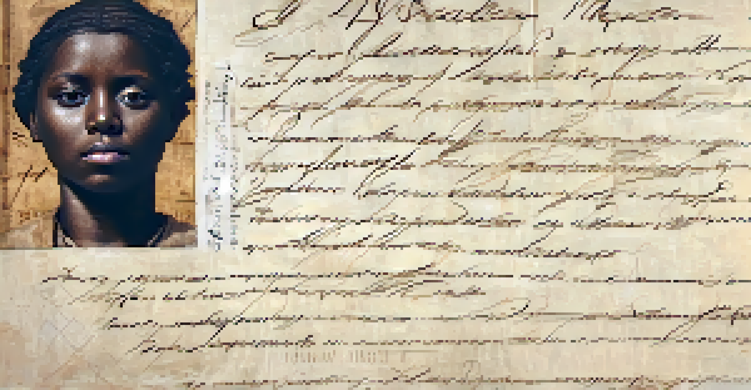 A close-up view of a historical document exhibit at the Old Slave Mart Museum, showcasing its aged texture and details.