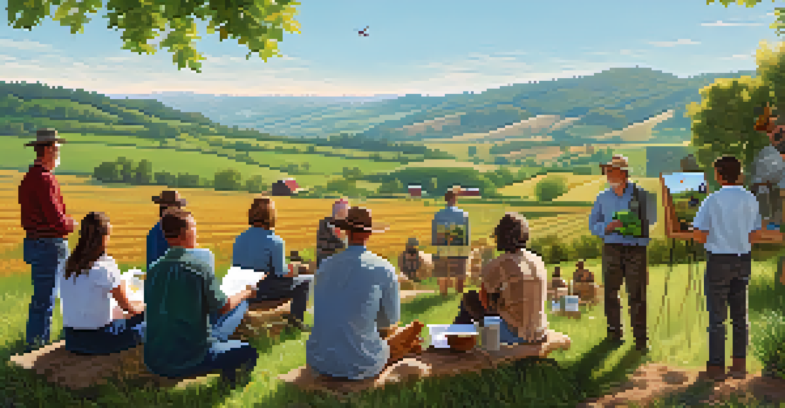 Farmers attending an outdoor workshop on sustainable farming practices.
