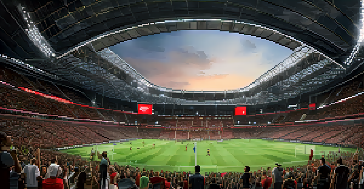 An exciting soccer match at Mercedes-Benz Stadium with Atlanta United FC, featuring players in action and enthusiastic fans cheering in the stands.