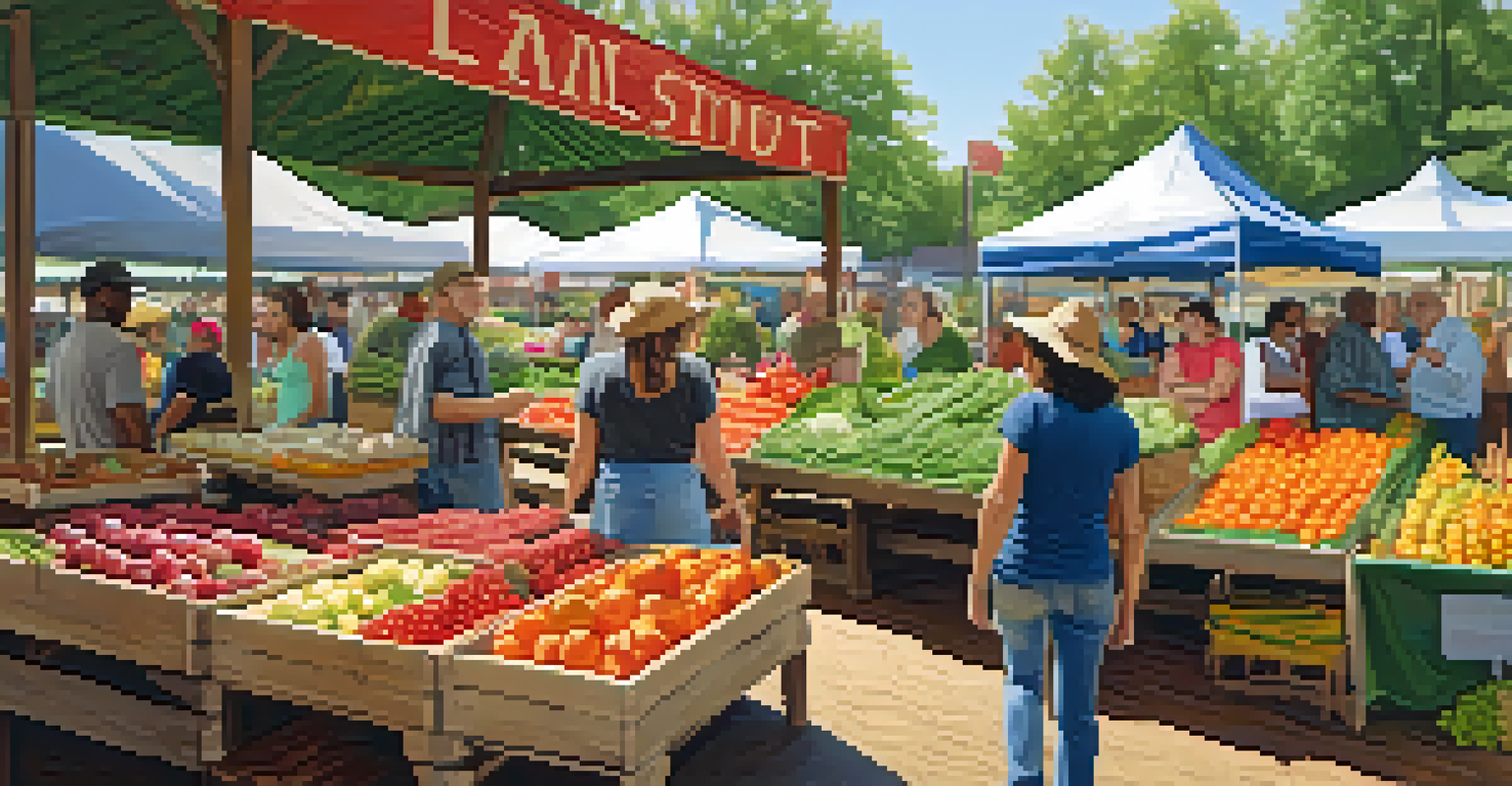 A CSA market with fresh produce and families interacting in a vibrant setting.