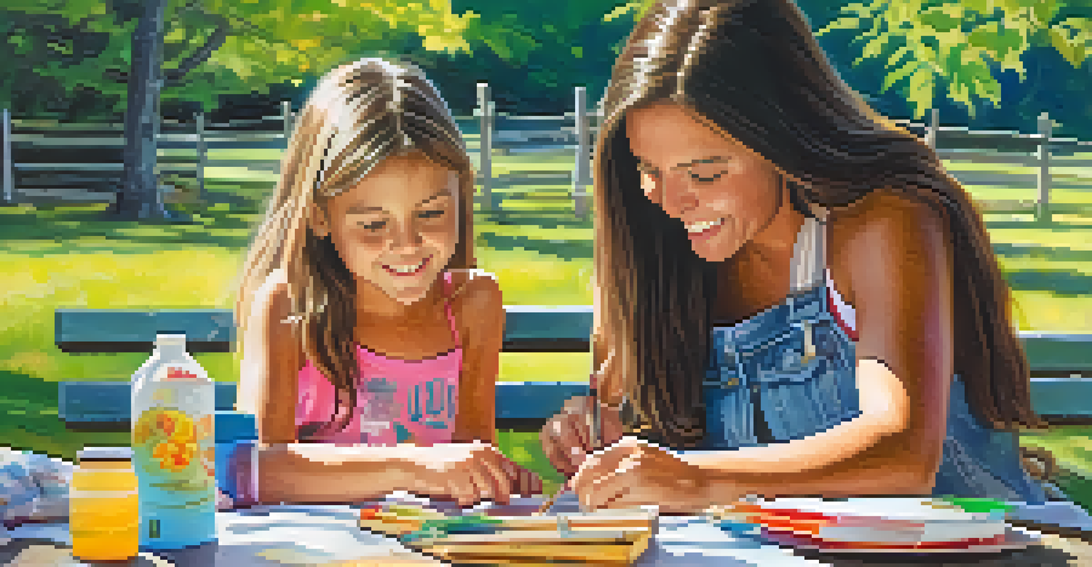 A mentor and a young girl enjoying an outdoor activity together, symbolizing growth and friendship in a vibrant natural setting.