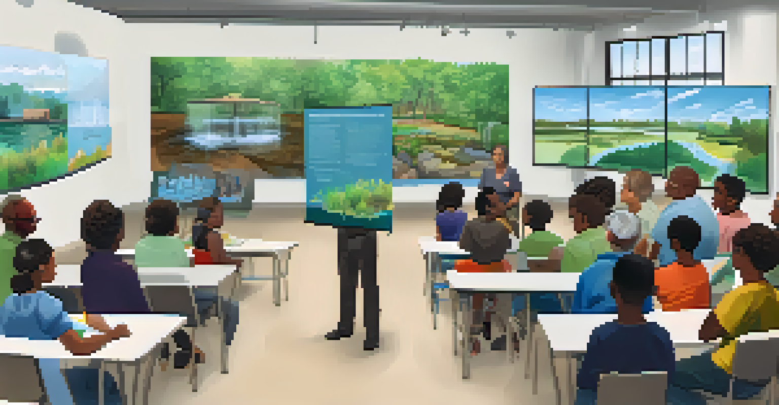 A community workshop in Georgia teaching water conservation, with residents engaged in learning about sustainable practices.