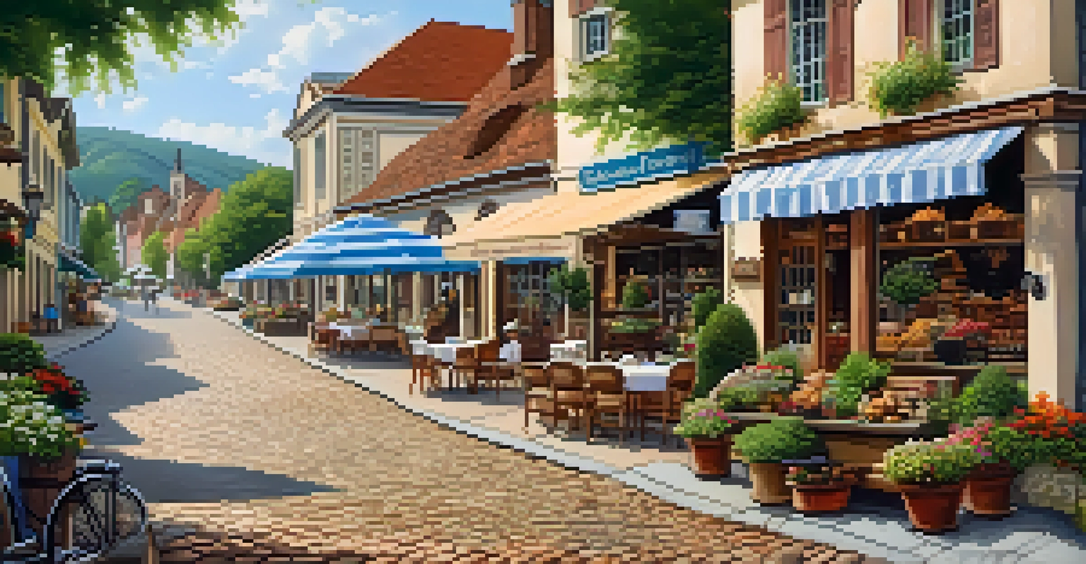 A charming small town in Georgia with Bavarian-style buildings and a lively town square.