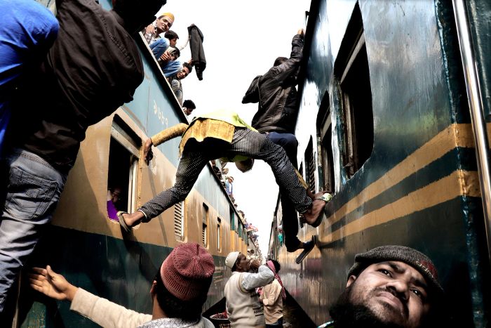 'Innovative way of boarding train' by Deba Prasad Roy (Tongi, Bangladesh)