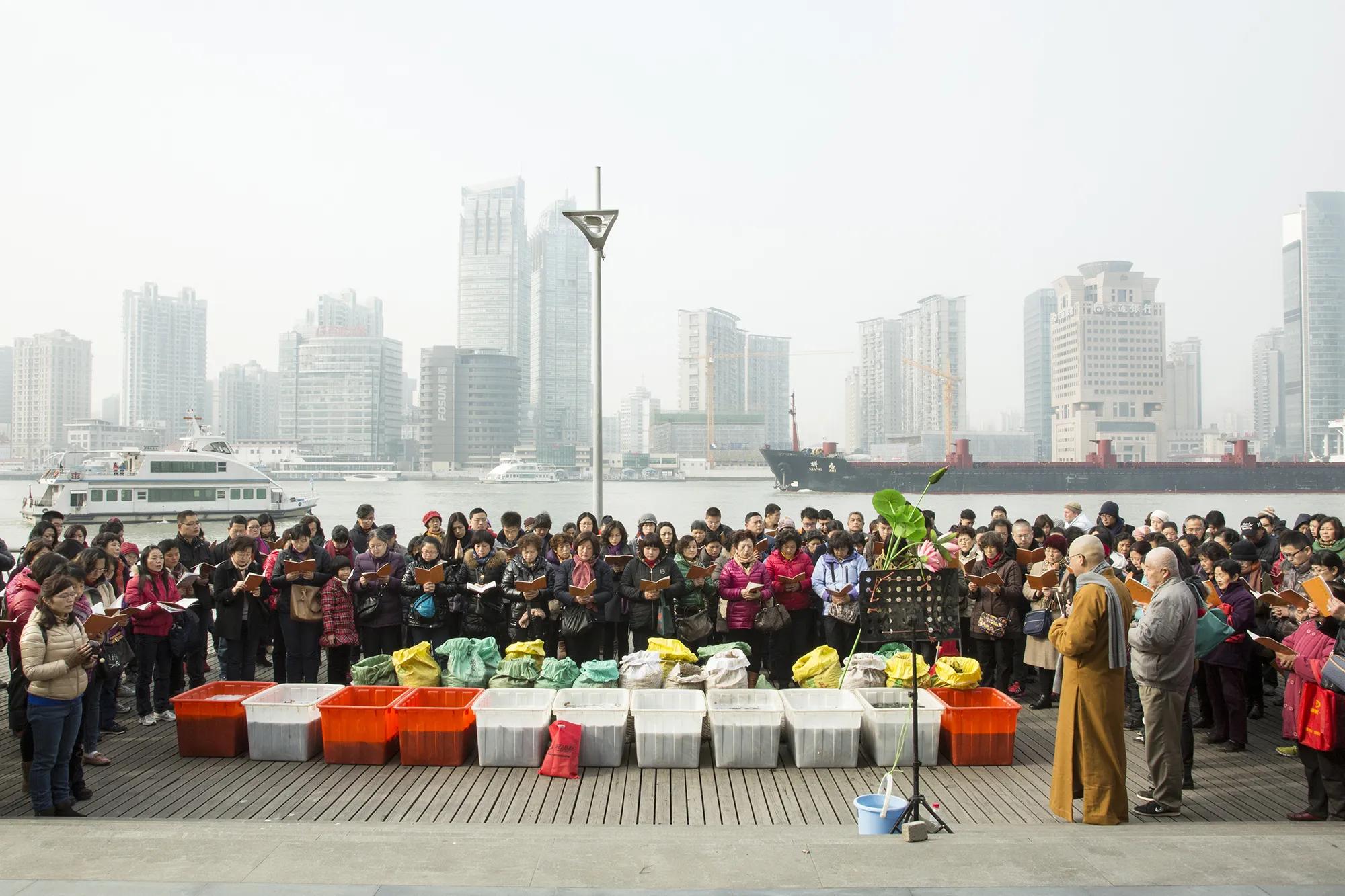 'Fang Sheng gathering, Shaghai Ferry Port, 2015' by Liz Hingley (Shanghai, China)