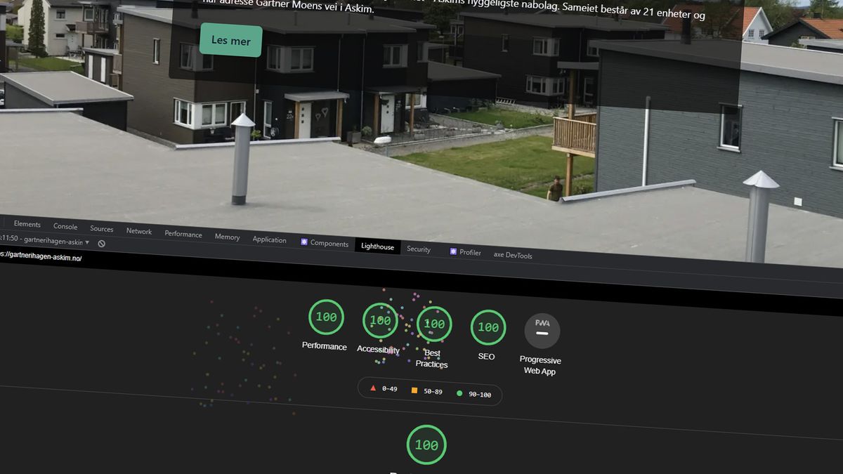 Takket være statisk sidegenerering i Gatsby, er 100/100 i Lighthouse oppnåelig.
